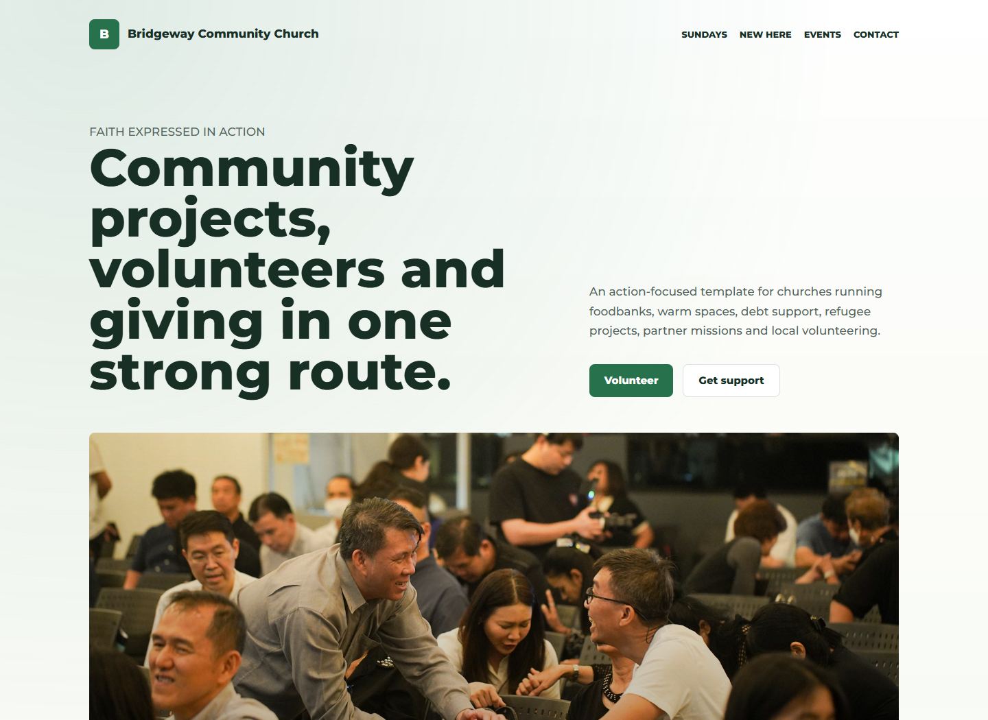 Mission Hub demo homepage screenshot